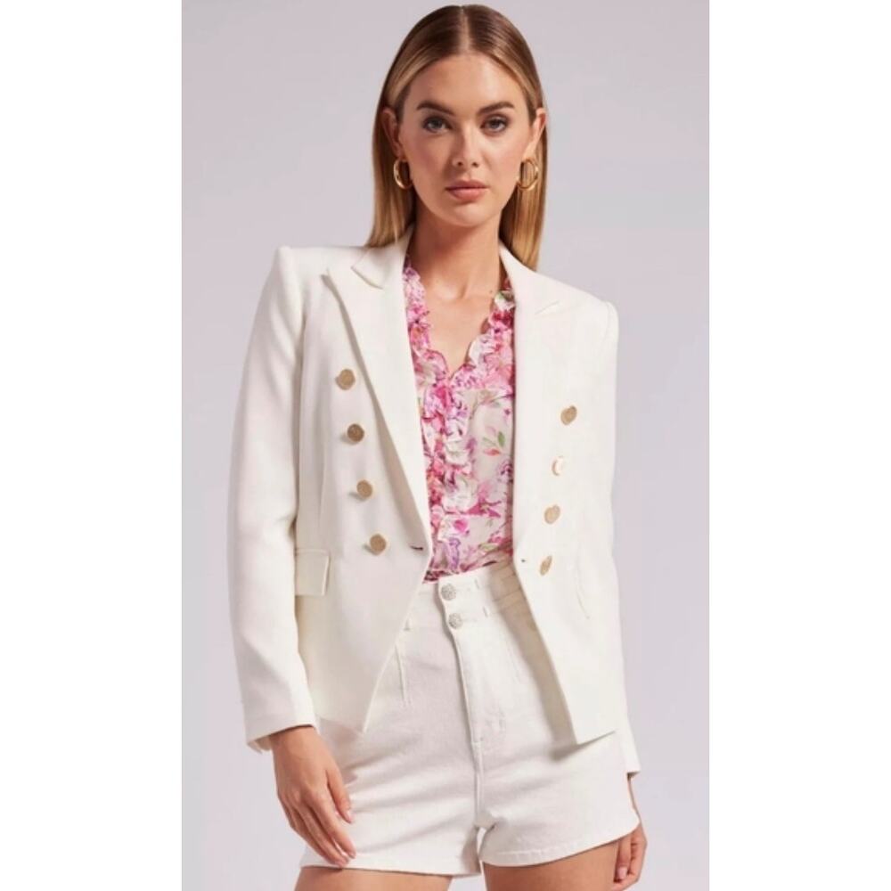 Generation Love Amelia Crepe Double‎ Breasted Blazer White Size L